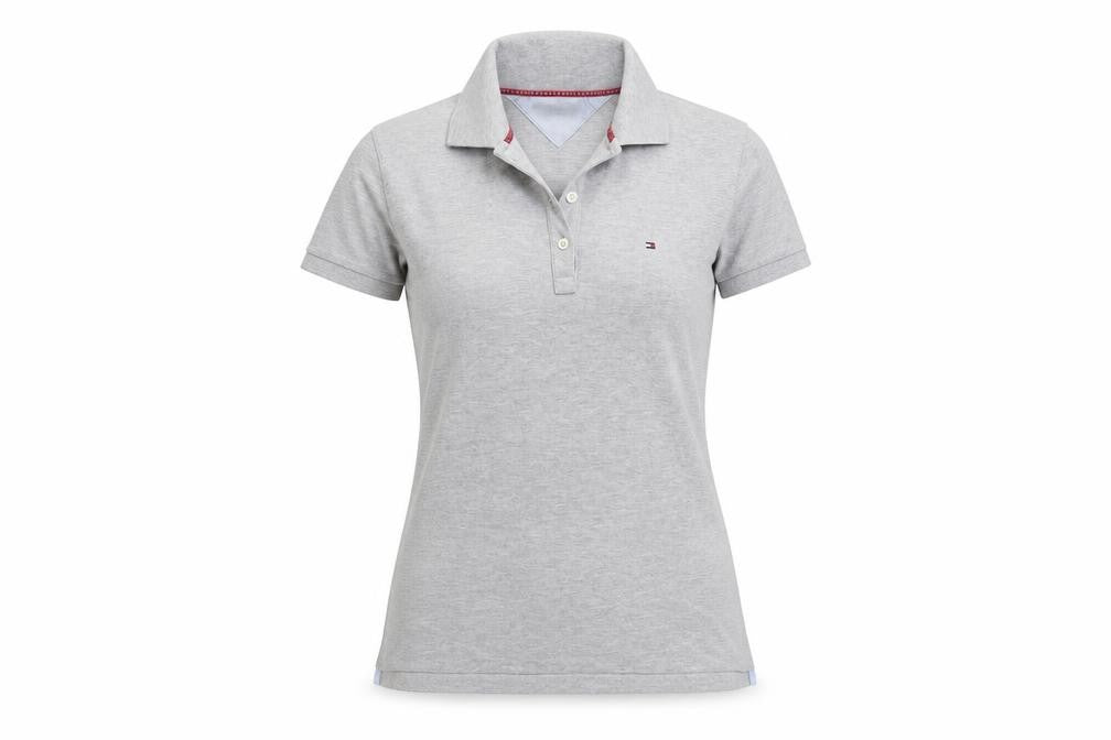 Tommy Hilfiger Women's Grey Slim Fit Polo Shirt M