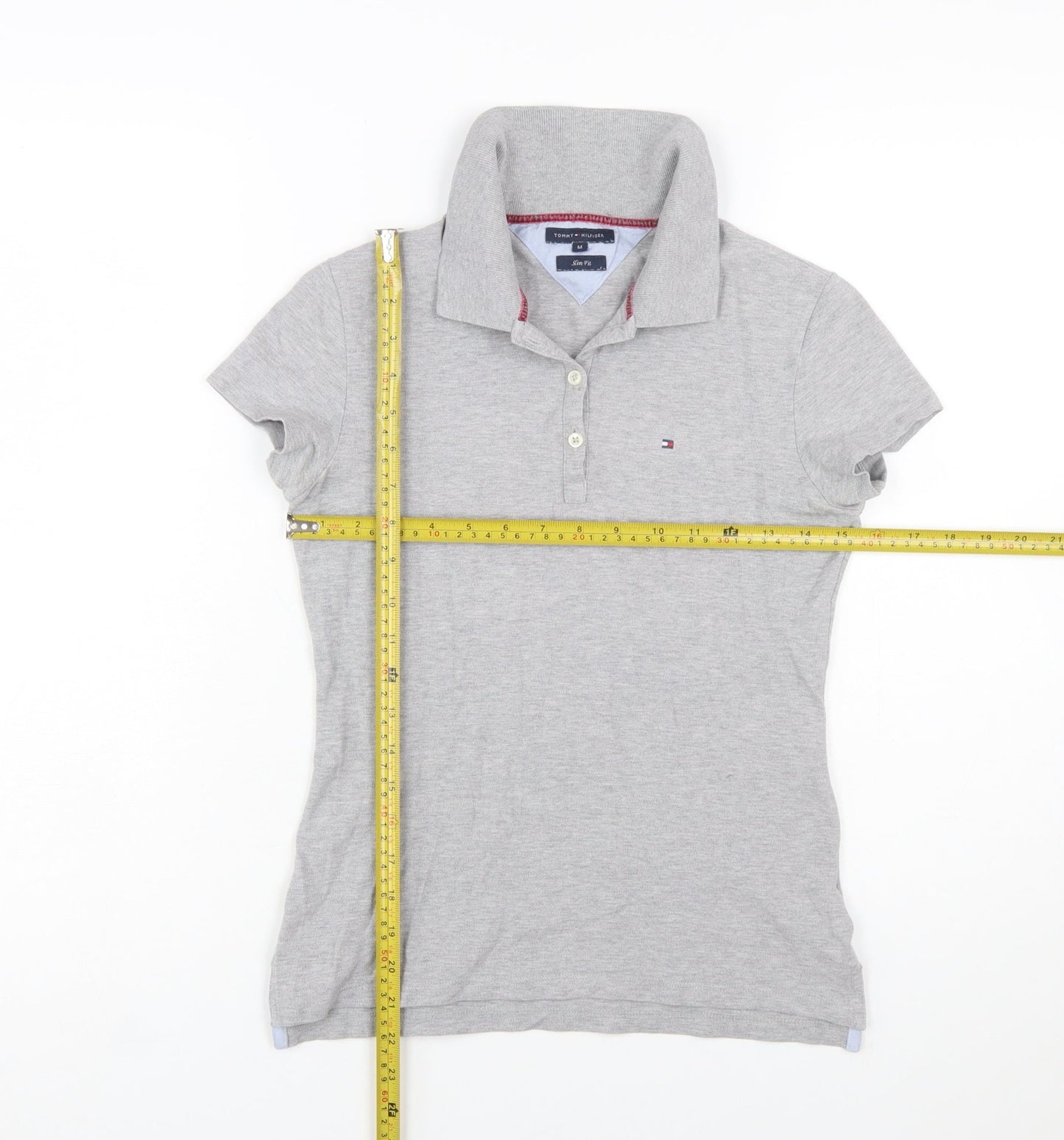 Tommy Hilfiger Women's Grey Slim Fit Polo Shirt M