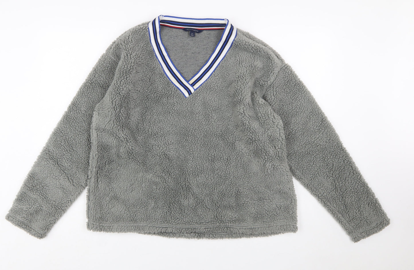 Tommy Hilfiger Womens Grey Fleece Pullover Sweatshirt Size L