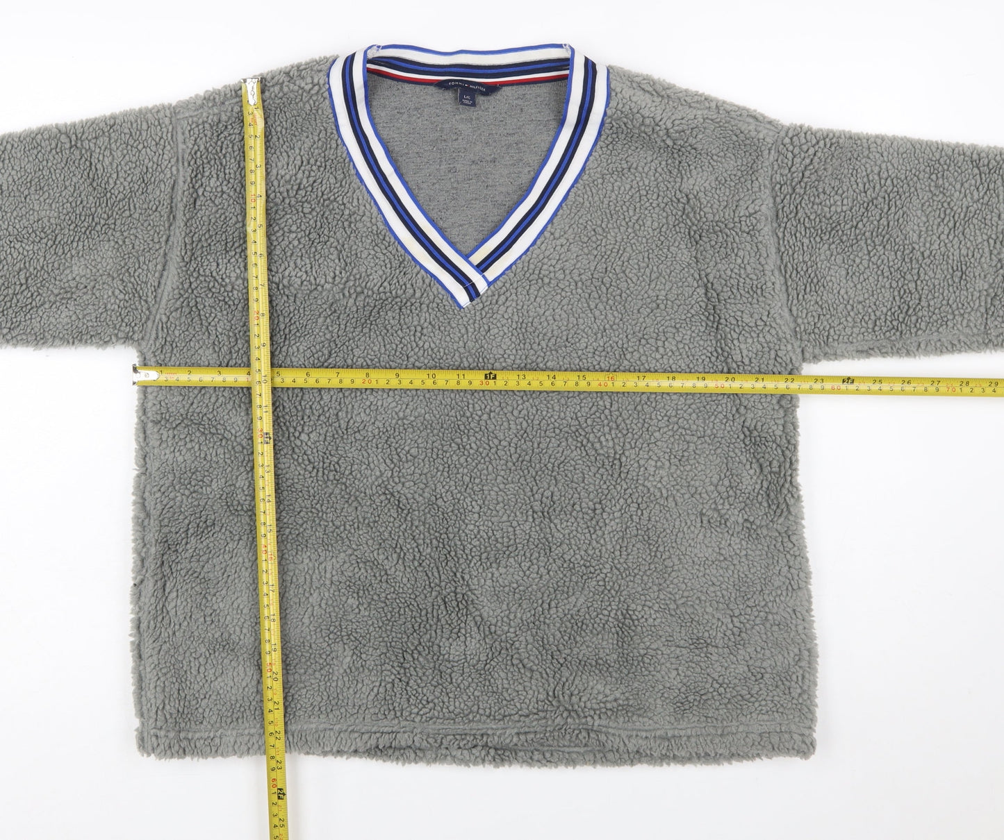 Tommy Hilfiger Womens Grey Fleece Pullover Sweatshirt Size L