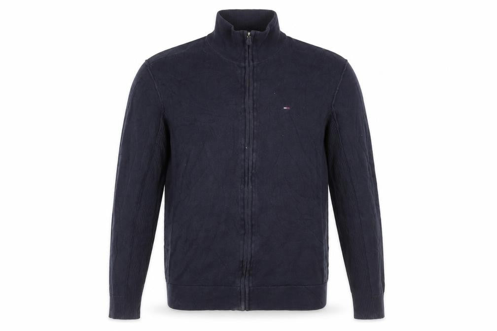Tommy Hilfiger Men's Blue 2XL Full Zip Cotton Jumper