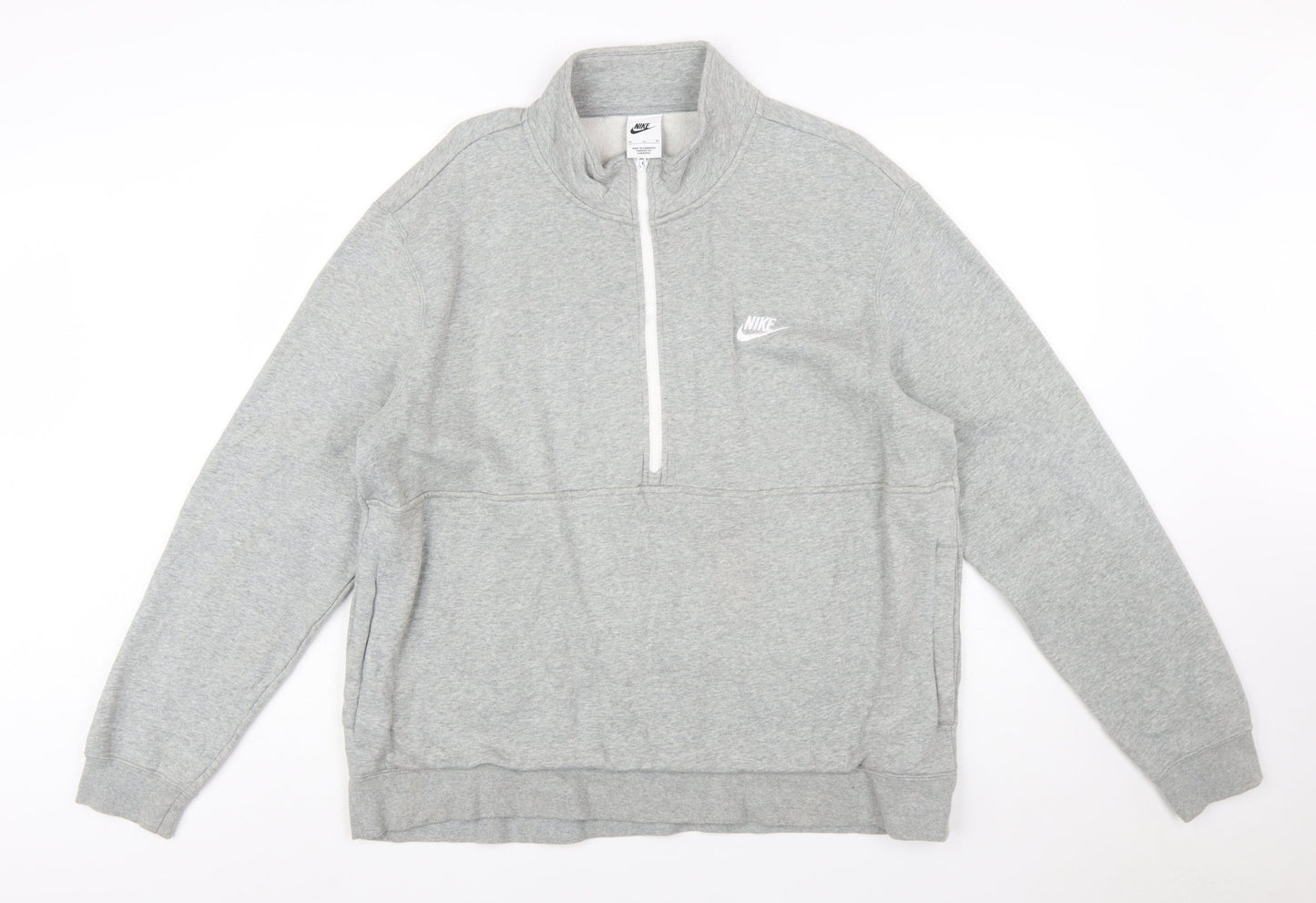 Nike Men's Grey XL Half Zip Fleece Sweatshirt Regular Fit