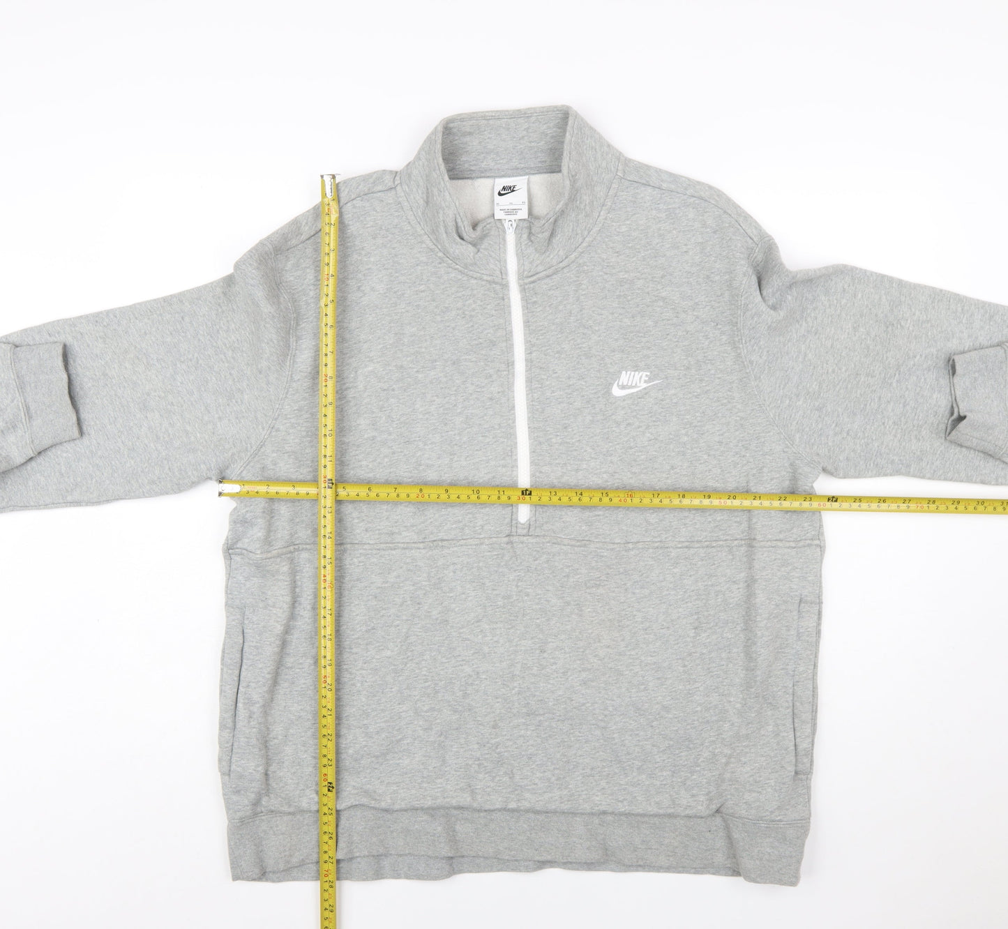 Nike Men's Grey XL Half Zip Fleece Sweatshirt Regular Fit