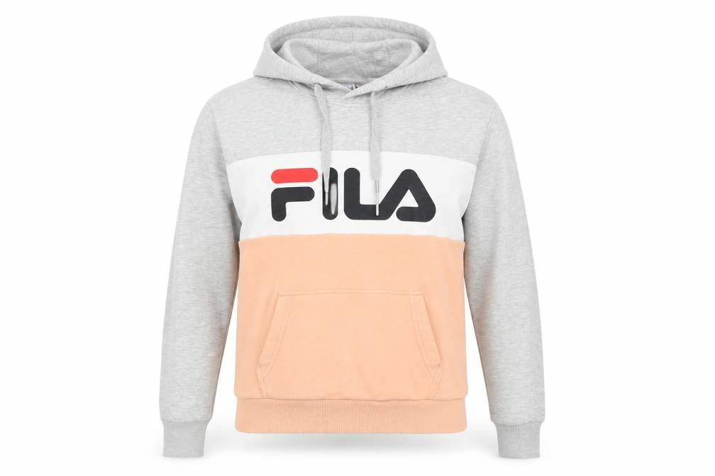 Fila Womens Grey Peach Colourblock Pullover Hoodie XS
