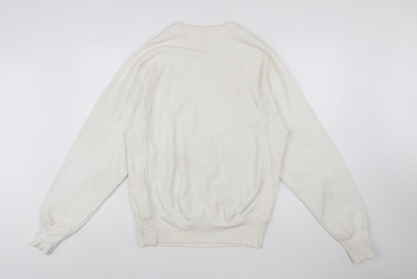 Champion Men's White Small Reverse Weave Crew Neck Sweatshirt