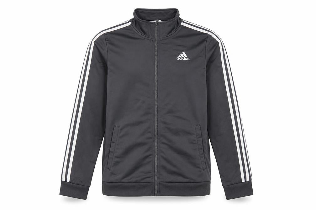 Adidas Boys Grey Full Zip Sweatshirt 14-16 Years Logo Collar Sports Top