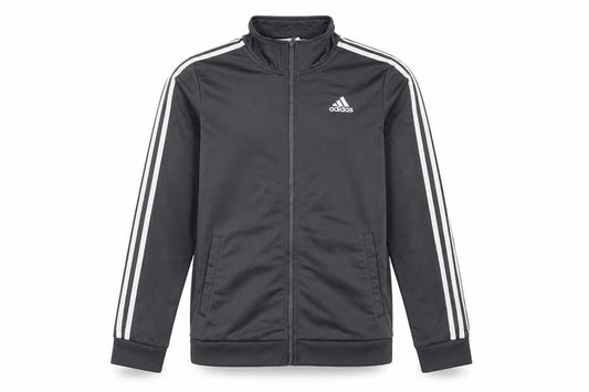 Adidas Boys Grey Full Zip Sweatshirt 14-16 Years Logo Collar Sports Top