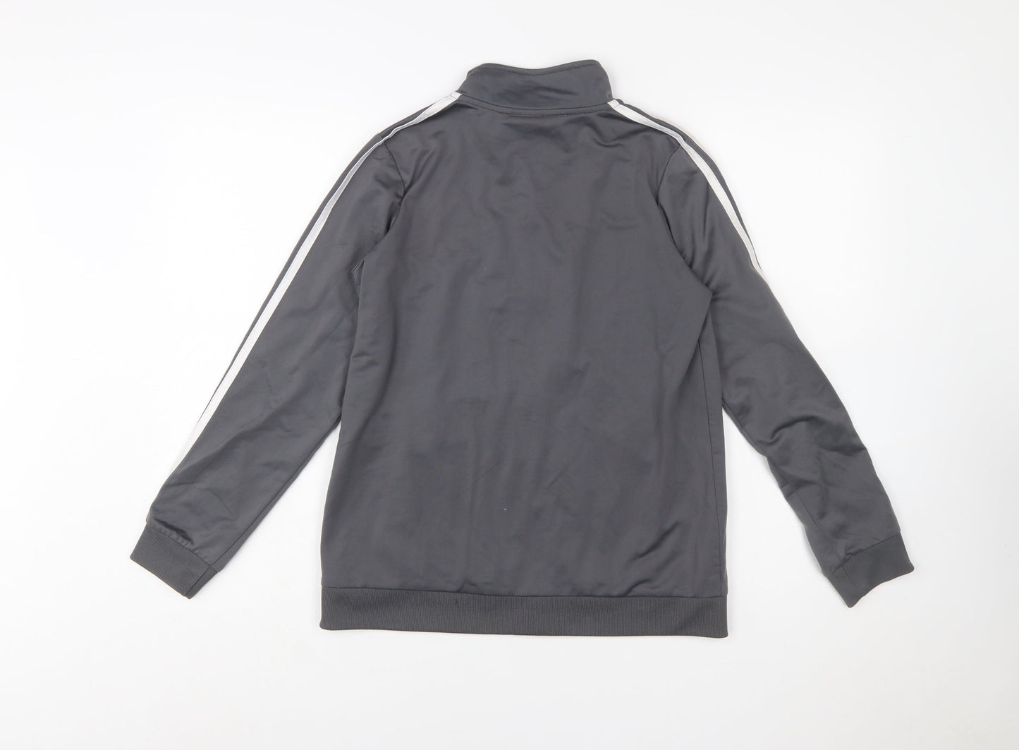 Adidas Boys Grey Full Zip Sweatshirt 14-16 Years Logo Collar Sports Top