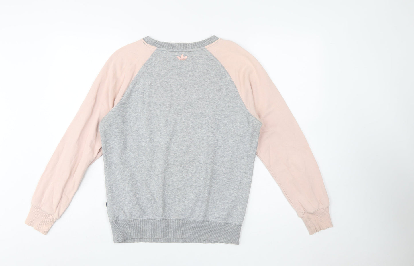 Adidas Women Grey Pink Logo Raglan Sweatshirt Size 12