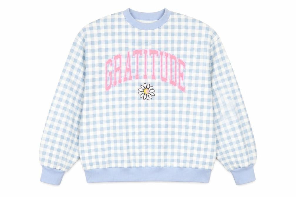 Missguided Women Blue Gingham Gratitude Sweatshirt UK 14