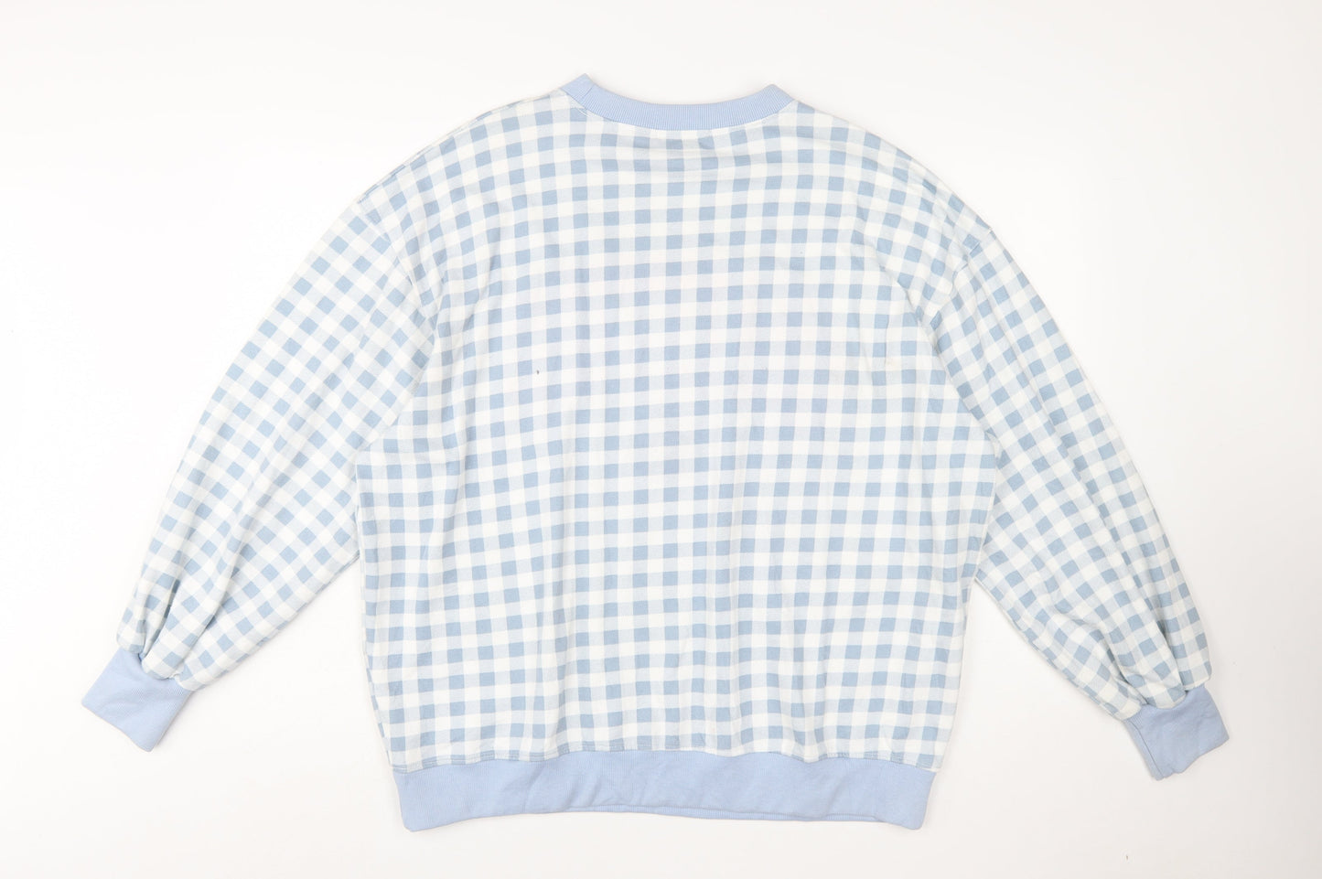 Missguided Women Blue Gingham Gratitude Sweatshirt UK 14