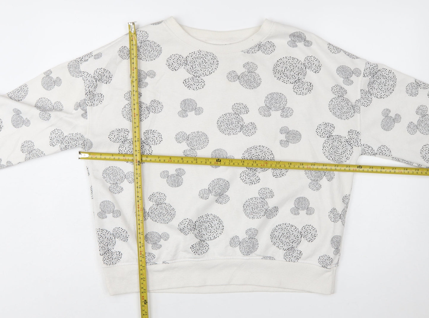 Disney Women’s White Mickey Print Pullover Sweatshirt Size M UK 12/14