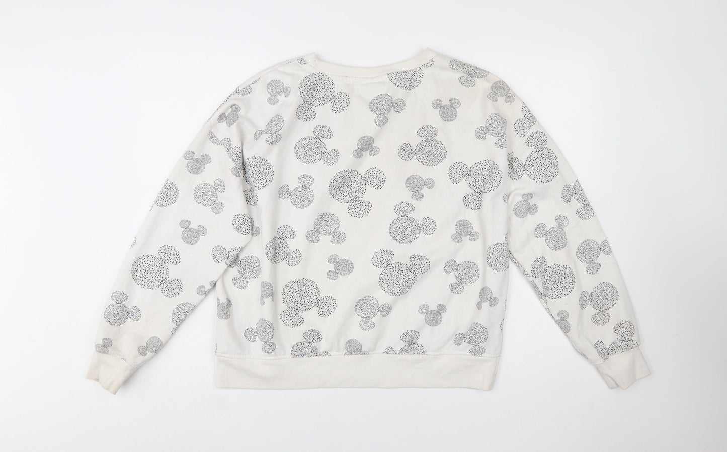 Disney Women’s White Mickey Print Pullover Sweatshirt Size M UK 12/14