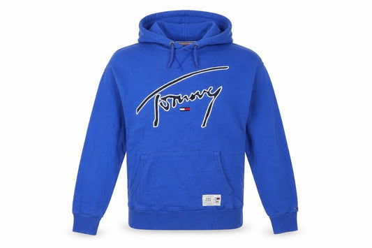 Tommy Jeans Men's Blue Pullover Hoodie M Logo Embroidered