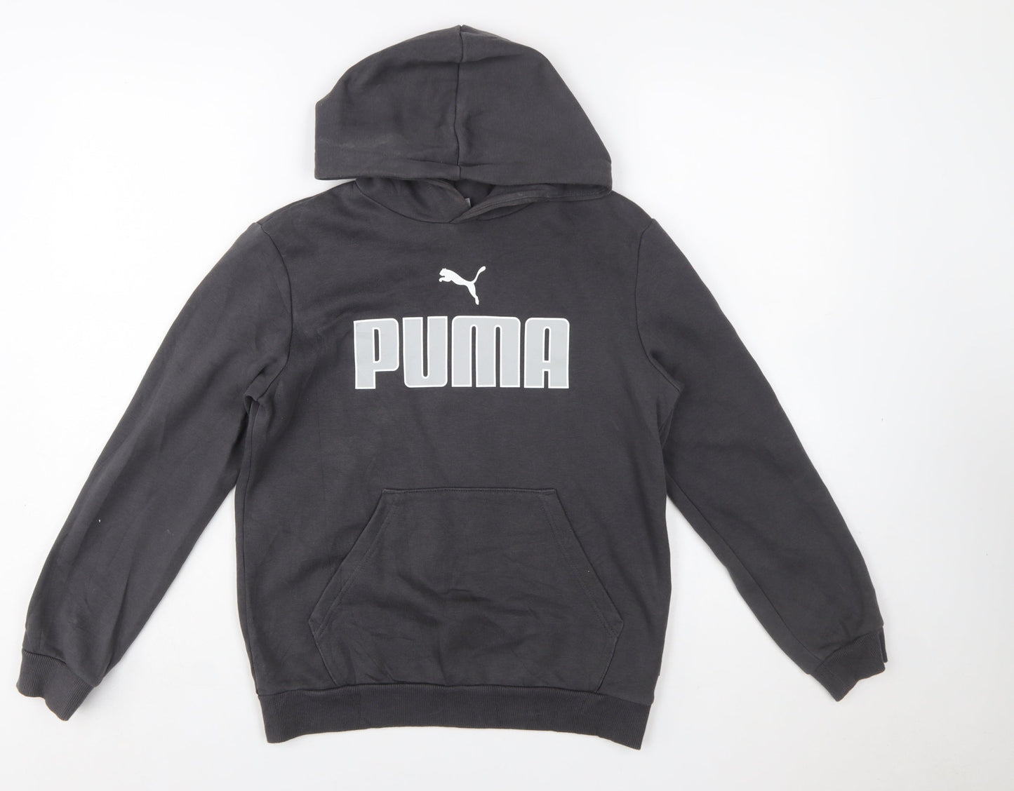 Puma Boys Black Pullover Hoodie Size 13-14 Years Cotton Blend