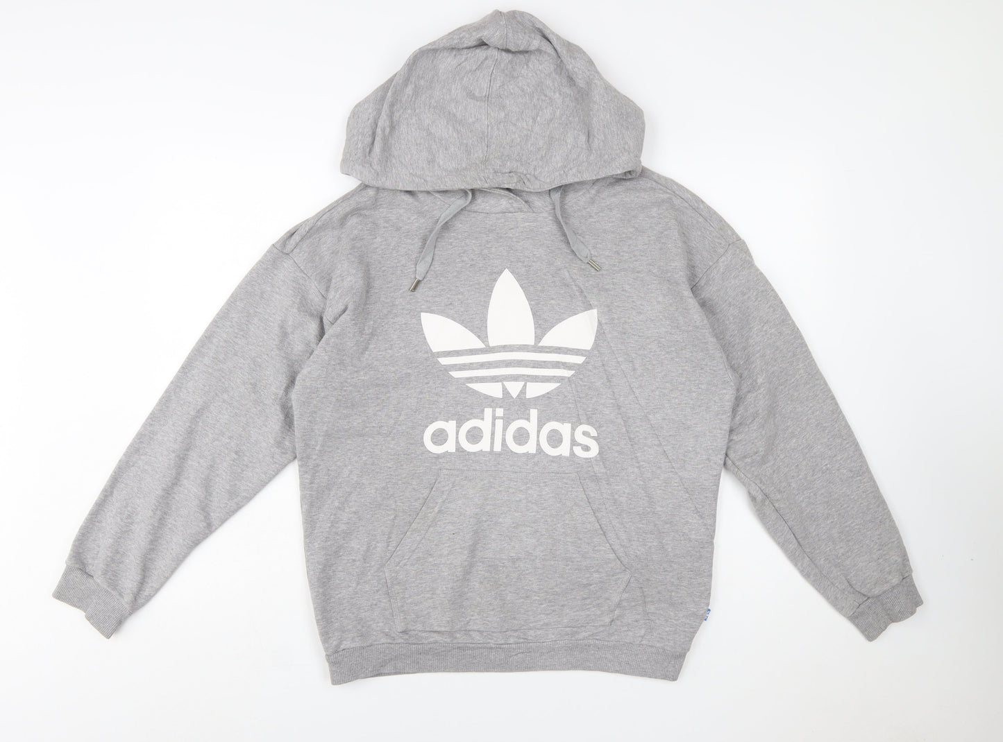 Adidas Women Grey Size 8 Pullover Hoodie Cotton Blend Logo Sweatshirt