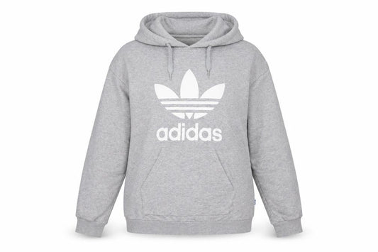 Adidas Women Grey Size 8 Pullover Hoodie Cotton Blend Logo Sweatshirt