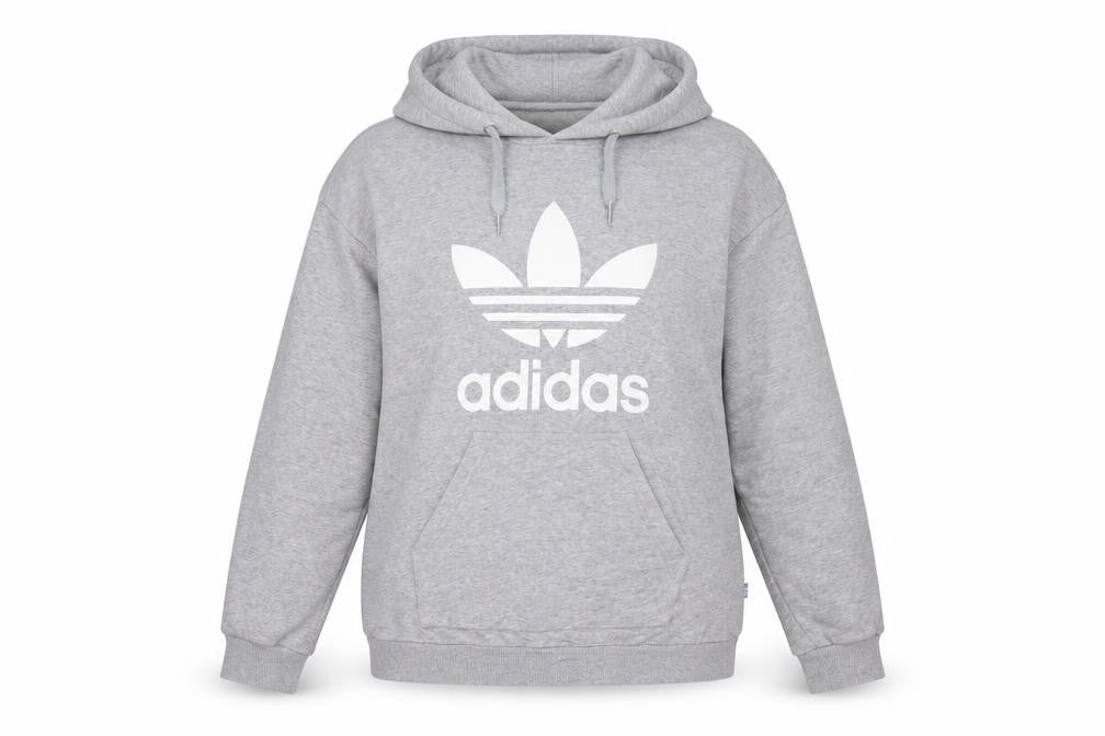 Adidas Women Grey Size 8 Pullover Hoodie Cotton Blend Logo Sweatshirt
