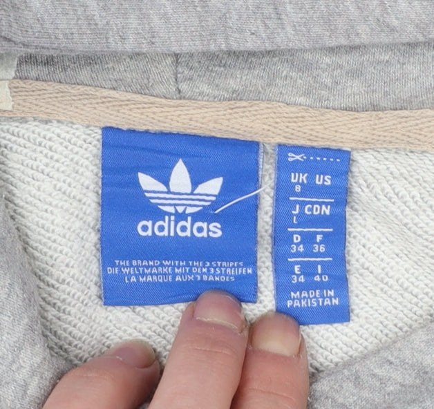 Adidas Women Grey Size 8 Pullover Hoodie Cotton Blend Logo Sweatshirt