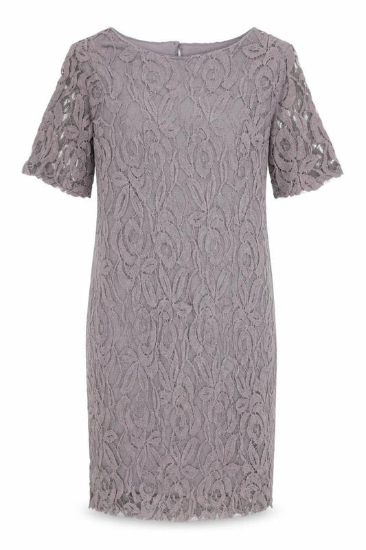 Dunnes Women Grey Lace Sheath Dress Size 14 Formal
