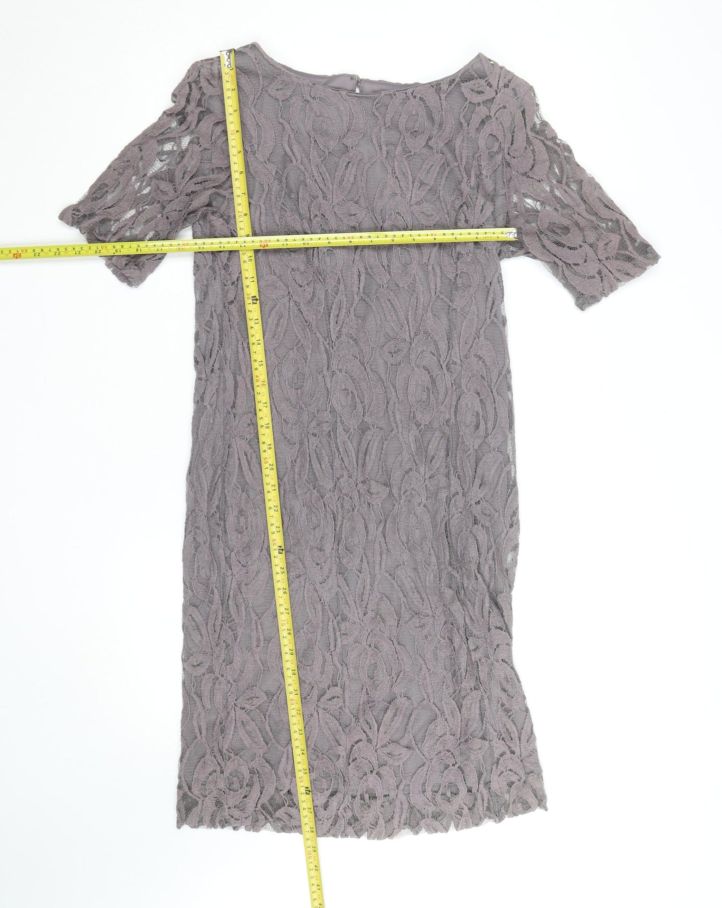 Dunnes Stores Women Grey Lace Sheath Dress Size 14 Formal