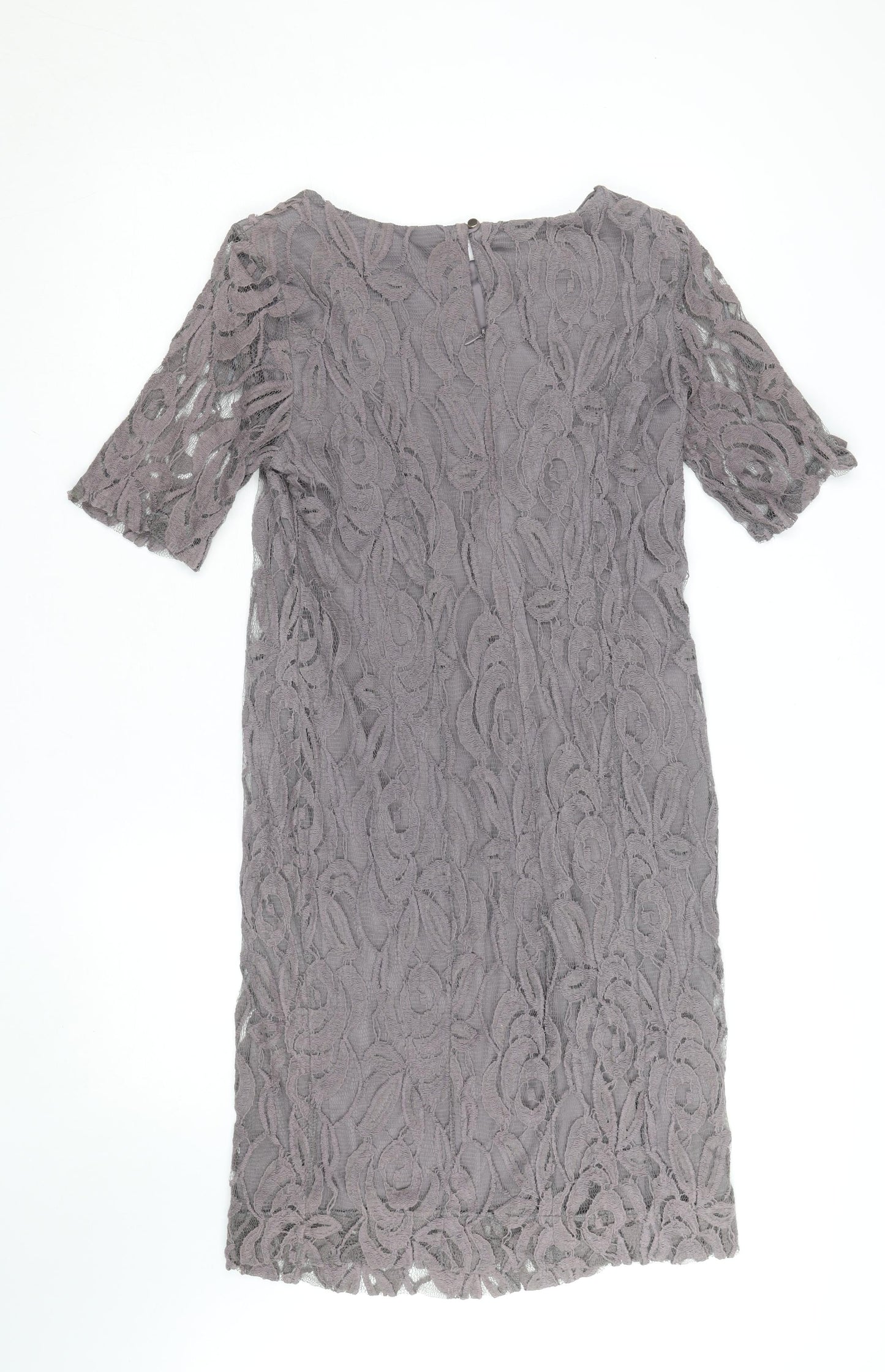 Dunnes Stores Women Grey Lace Sheath Dress Size 14 Formal