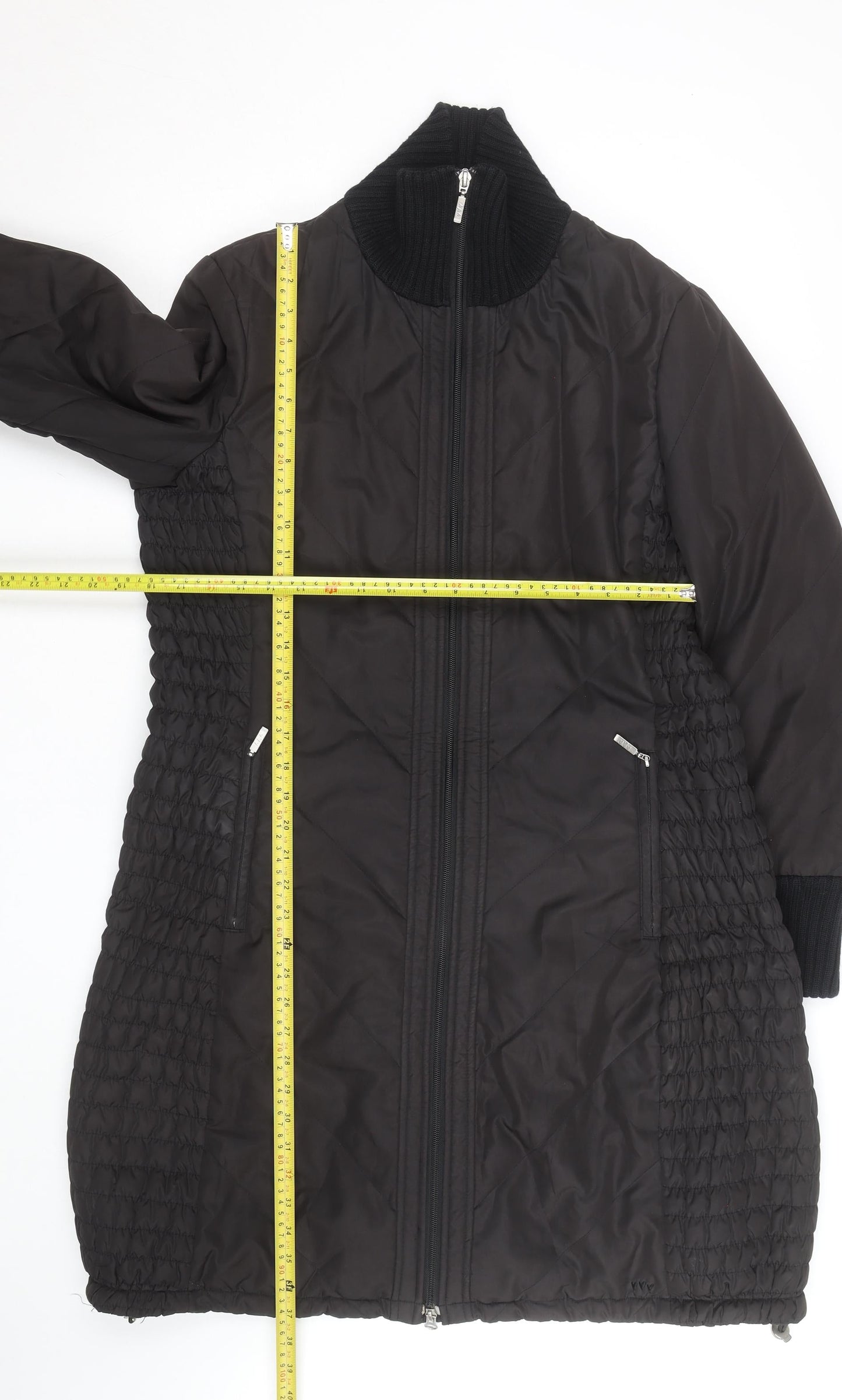 Marks and Spencer Per Una Women's Black Quilted Long Coat Size 14