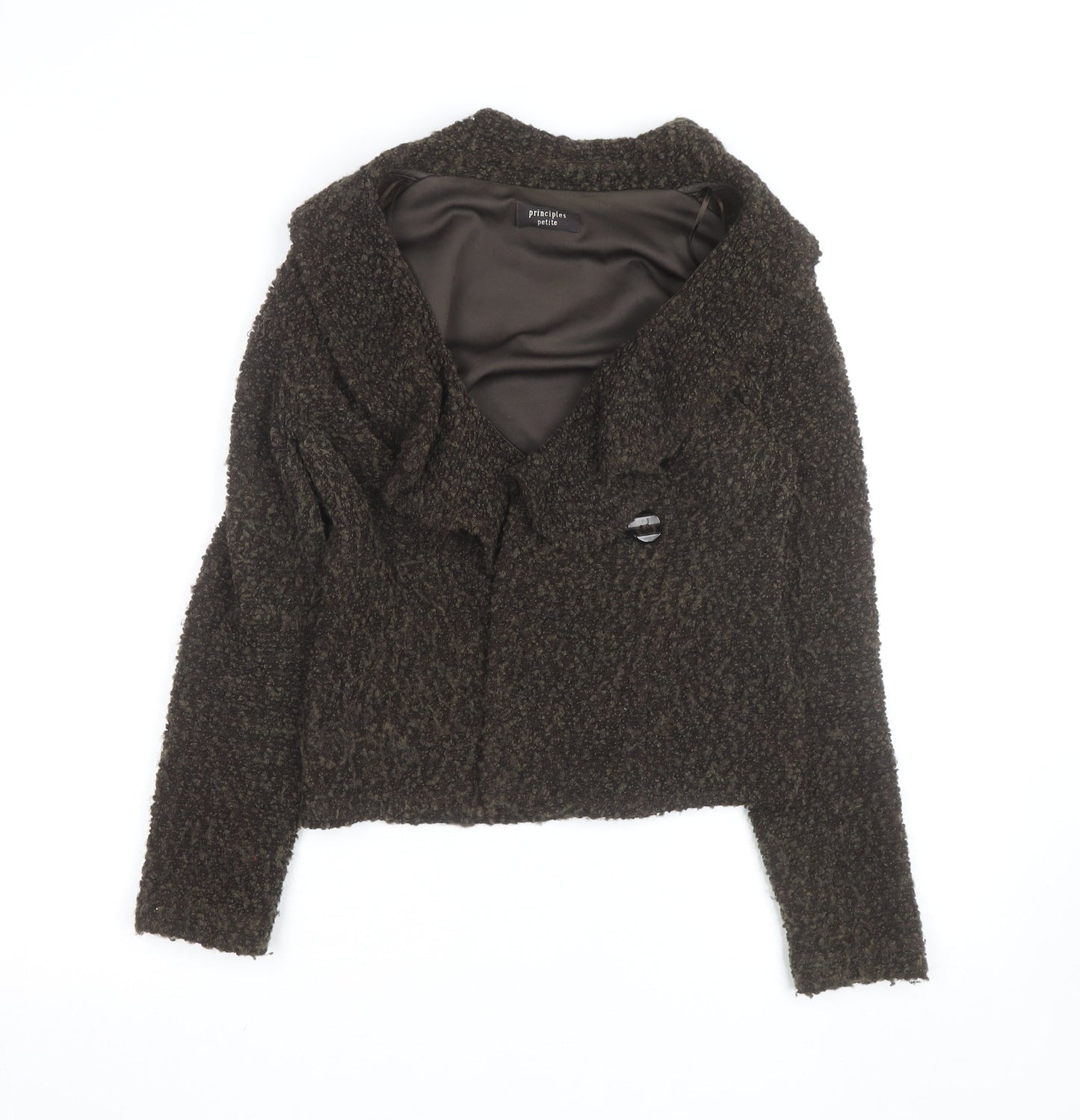 Principles Petite Women Brown Wool Blend Cardigan Size 10