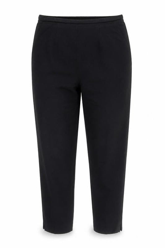 Dixie Women Black Elastic Waist Jersey Straight Trousers Size 12
