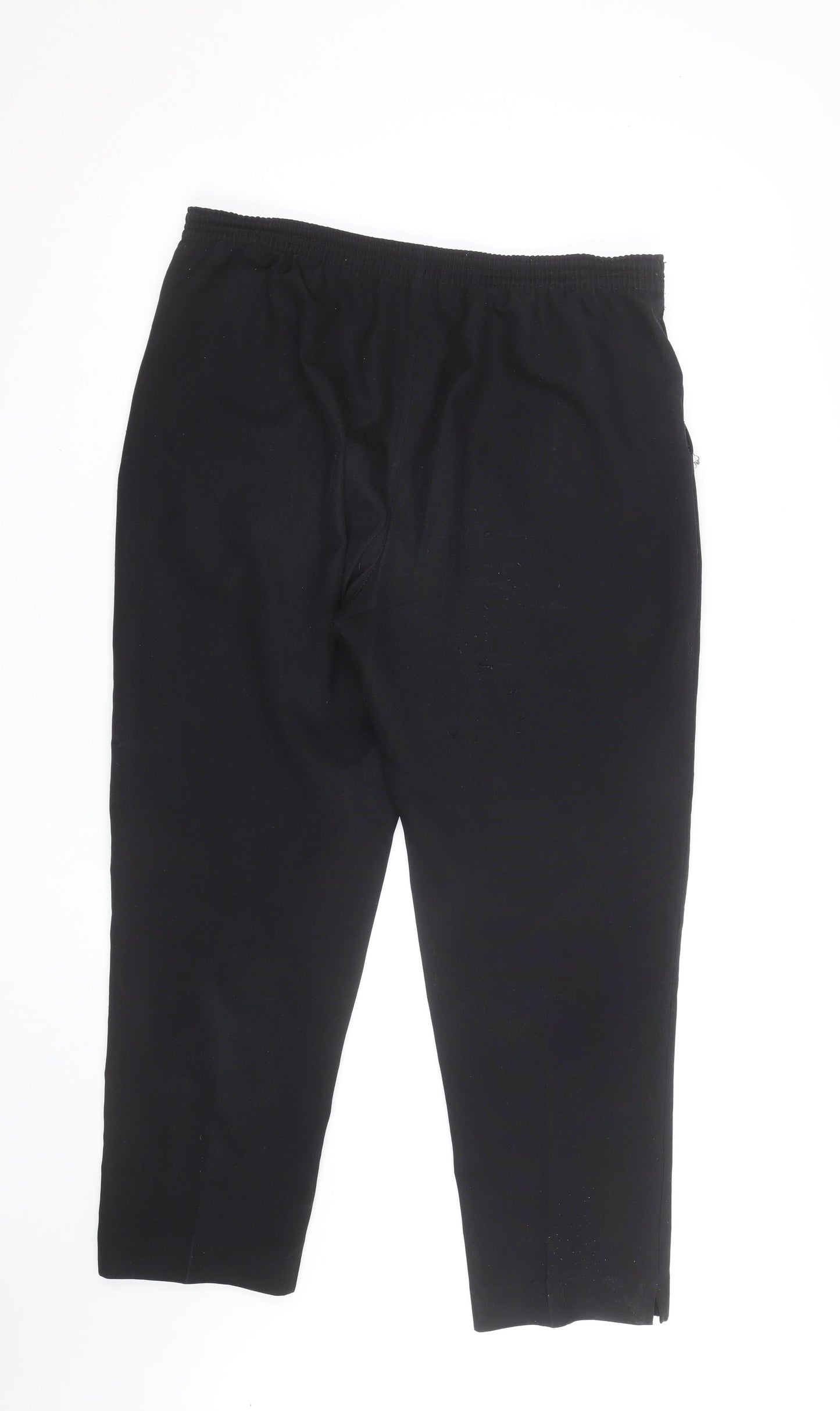 Dixie Women Black Elastic Waist Jersey Straight Trousers Size 12