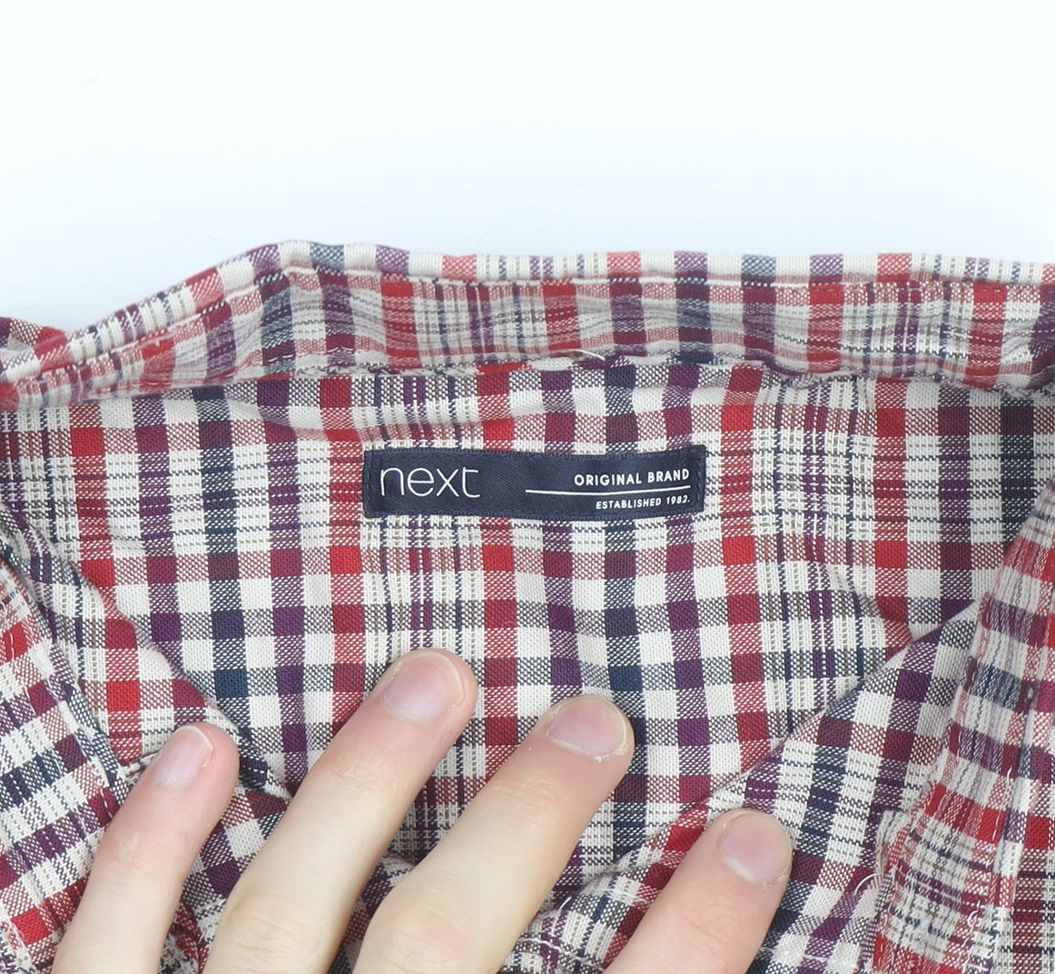 Next Boys Multicoloured Check Button-Up Long Sleeve Shirt 15 Years