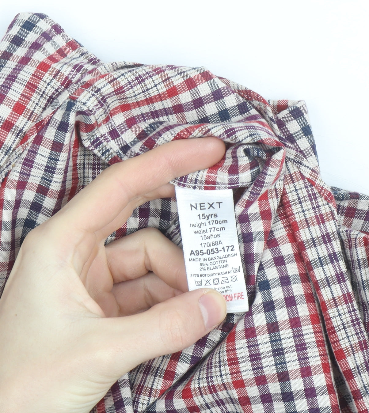 Next Boys Multicoloured Check Button-Up Long Sleeve Shirt 15 Years