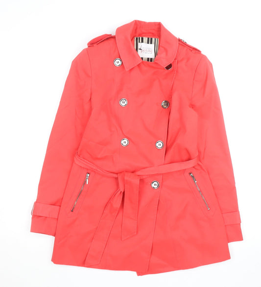 Principles Petite by Ben de Lisi Pink Trench Coat Size 10 Women’s Mid-Length Belted