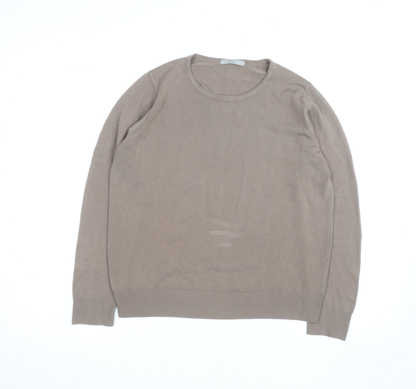 Marks and Spencer Women’s Beige Cotton Crew Neck Jumper Size 14