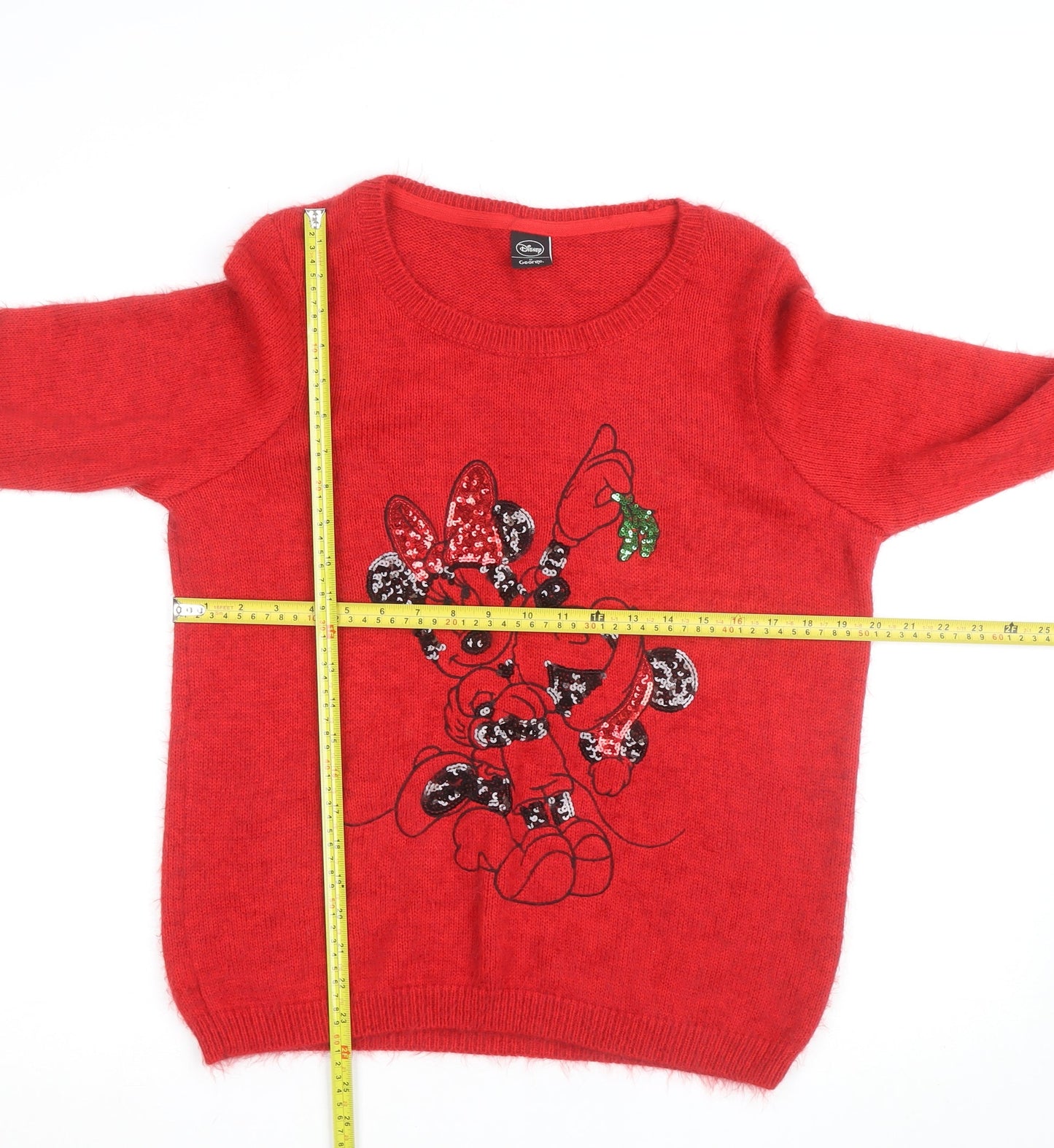 Disney at George Women’s Red Sequin Minnie Mouse Christmas Jumper UK 14