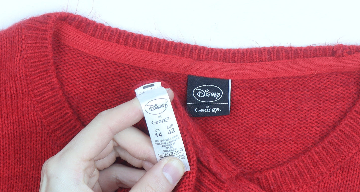 Disney at George Women’s Red Sequin Minnie Mouse Christmas Jumper UK 14