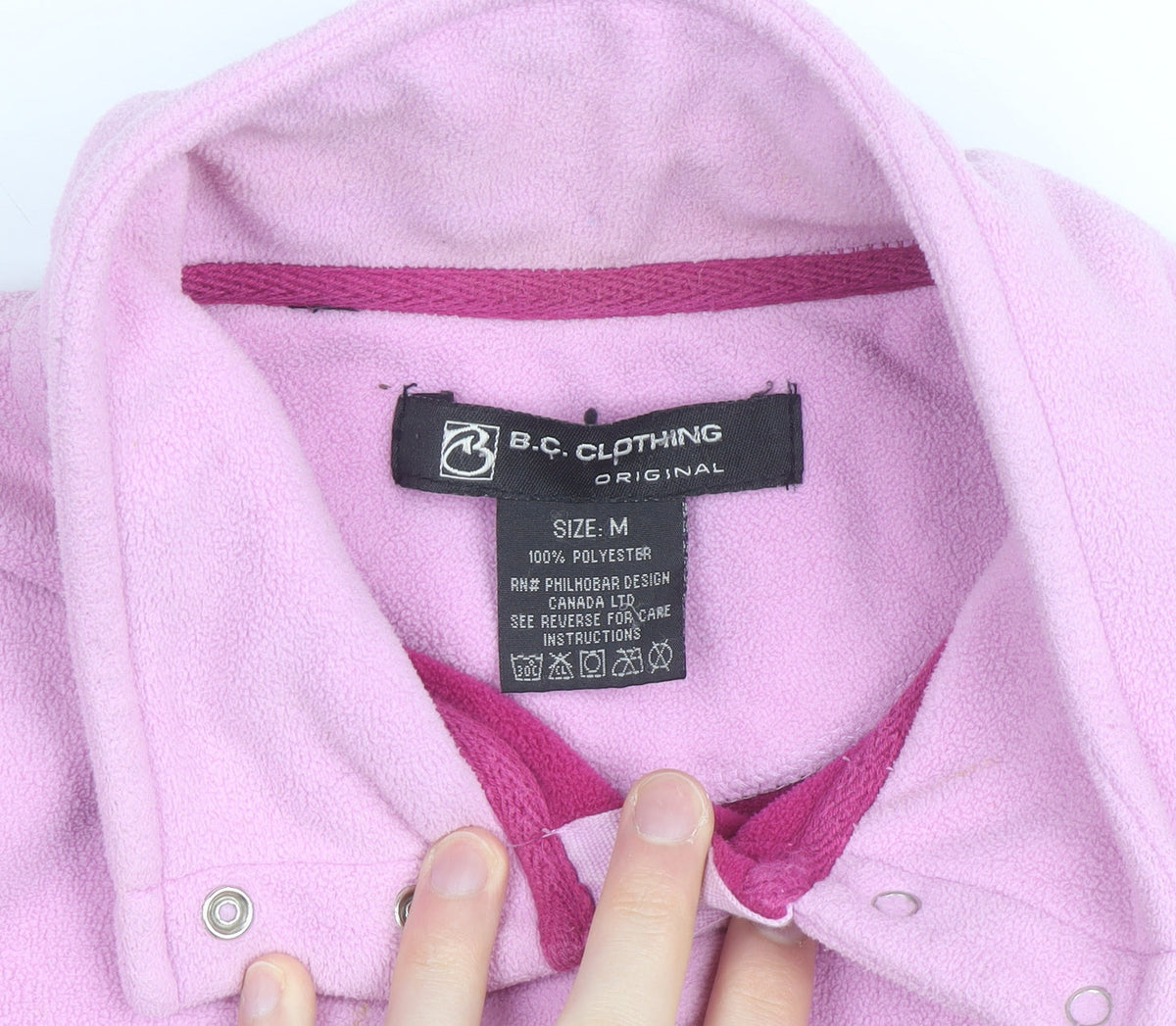 B.C. Clothing Womens Pink Fleece Full Zip Basic Jacket Size M