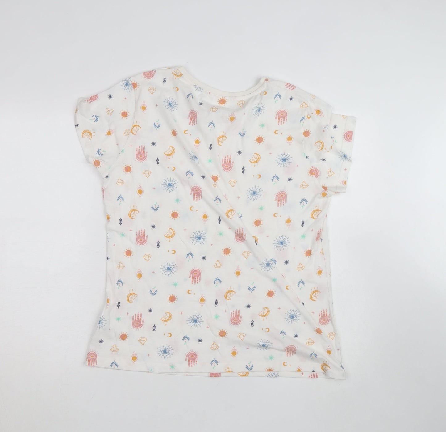 Dunnes Stores Women’s White Bohemian Print Cotton T-Shirt Size L