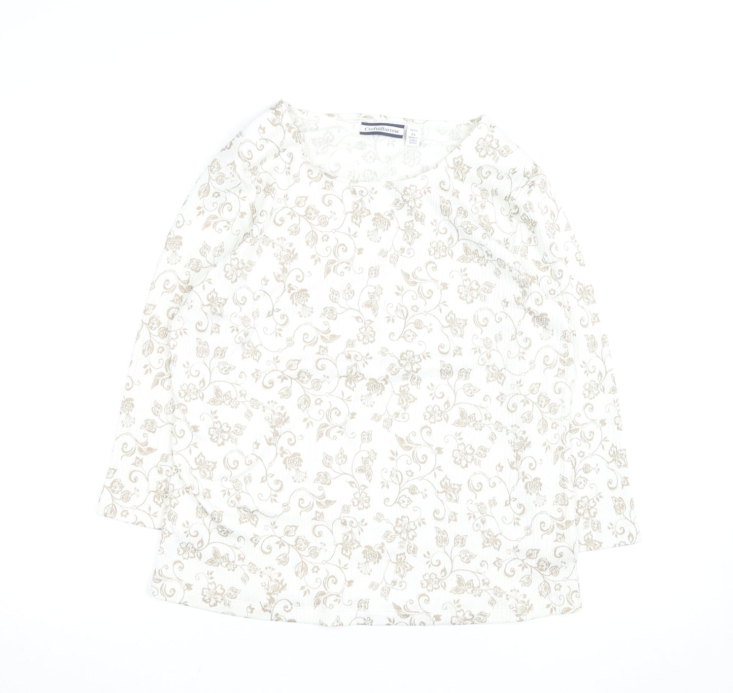 Croft & Barrow Women’s Beige Floral Petite L Long Sleeve Top