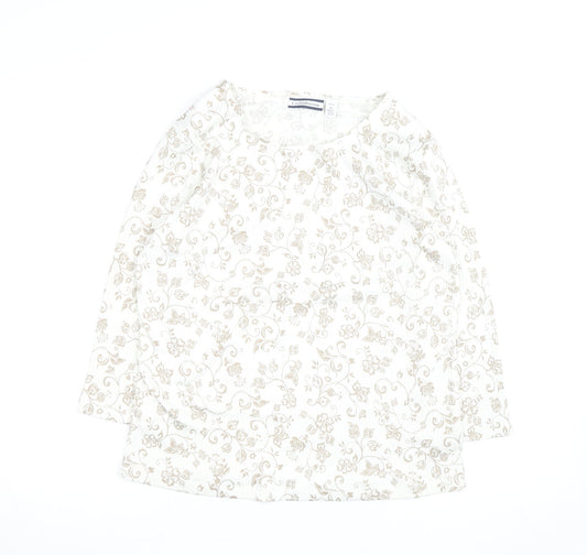 Croft & Barrow Women’s Beige Floral Petite L Long Sleeve Top