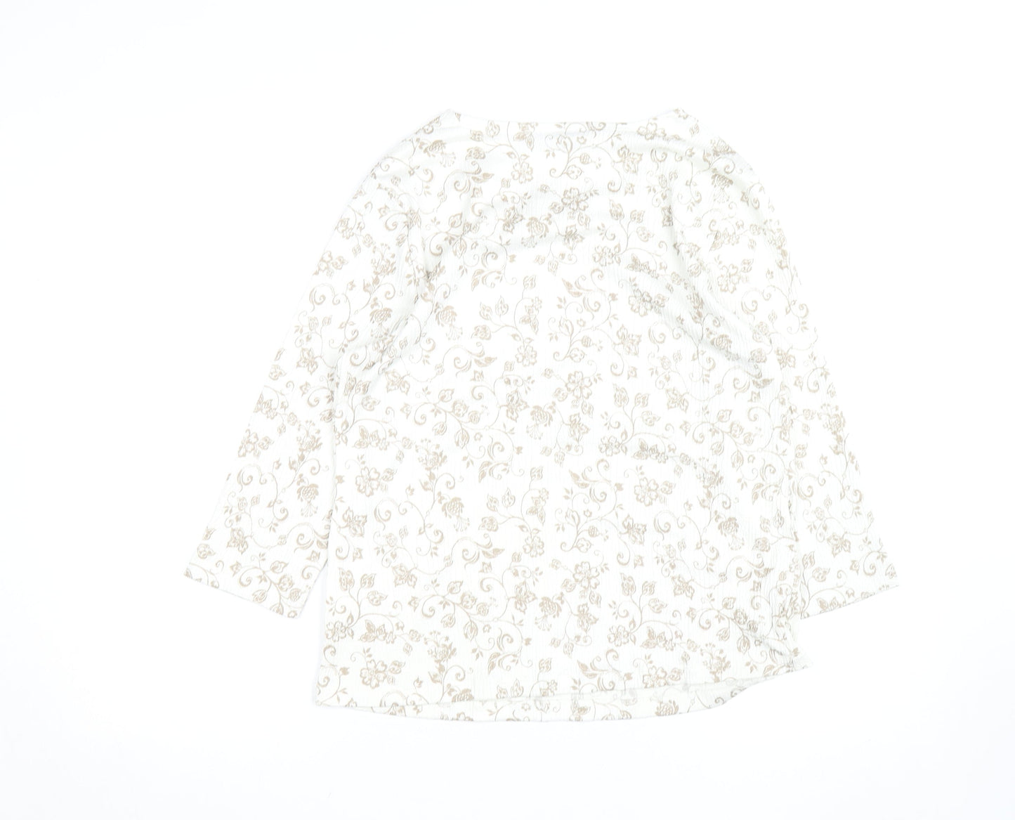 Croft & Barrow Women’s Beige Floral Petite L Long Sleeve Top