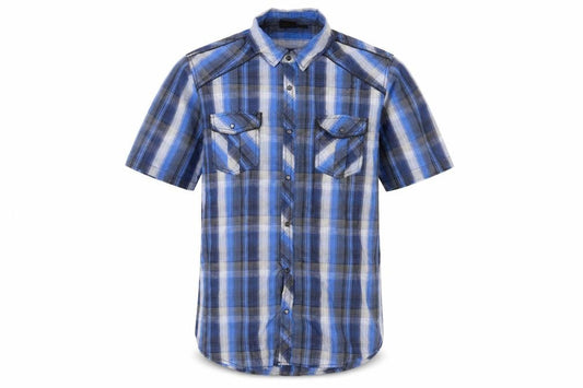 Burnside Men's Blue Plaid Short Sleeve Button-Up Shirt XL