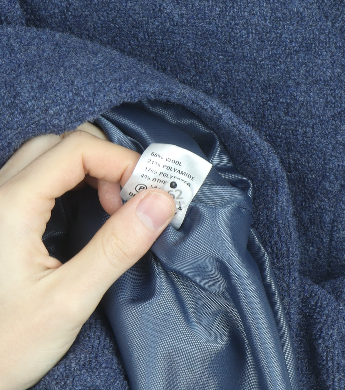 David Nieper Women Blue Wool Blend Mid-Length Overcoat UK 42