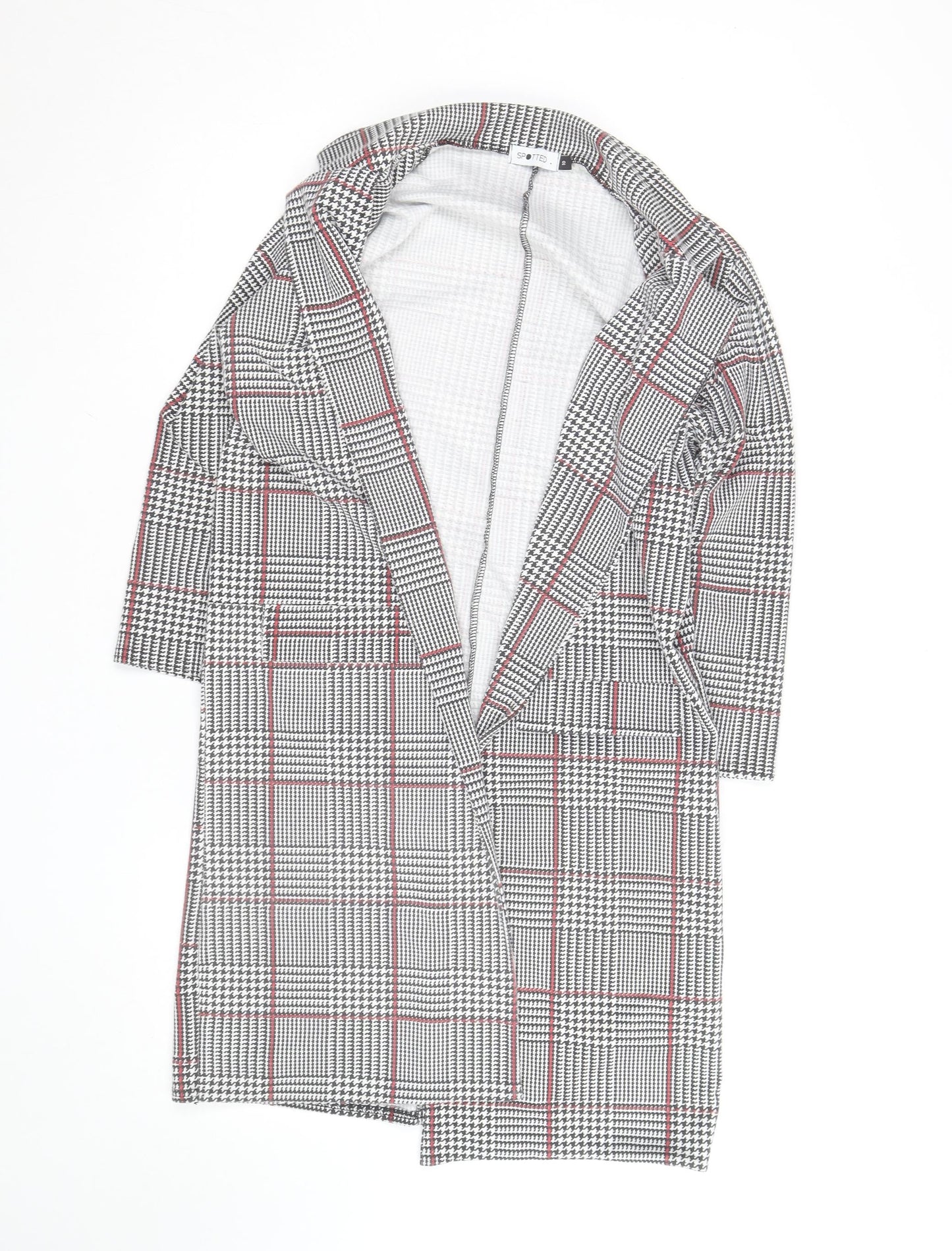Spotted Women's Grey Check Longline Blazer Size 10 Classic Workwear