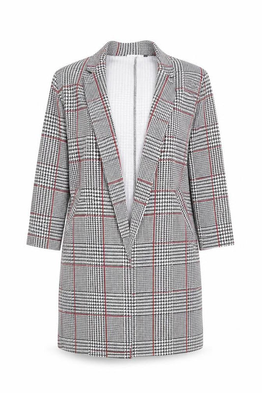 Spotted Women's Grey Check Longline Blazer Size 10 Classic Workwear