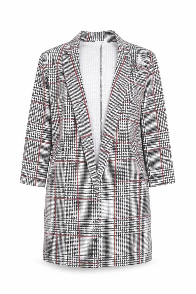 Spotted Women's Grey Check Longline Blazer Size 10 Classic Workwear