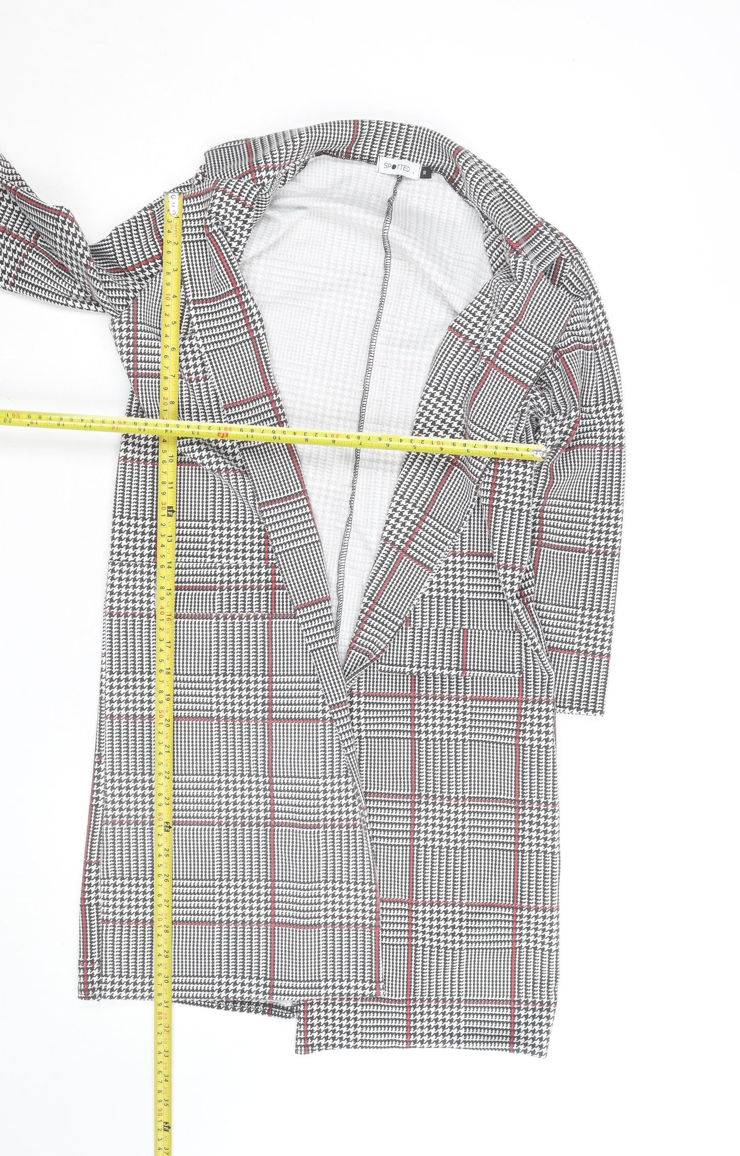 Spotted Women's Grey Check Longline Blazer Size 10 Classic Workwear