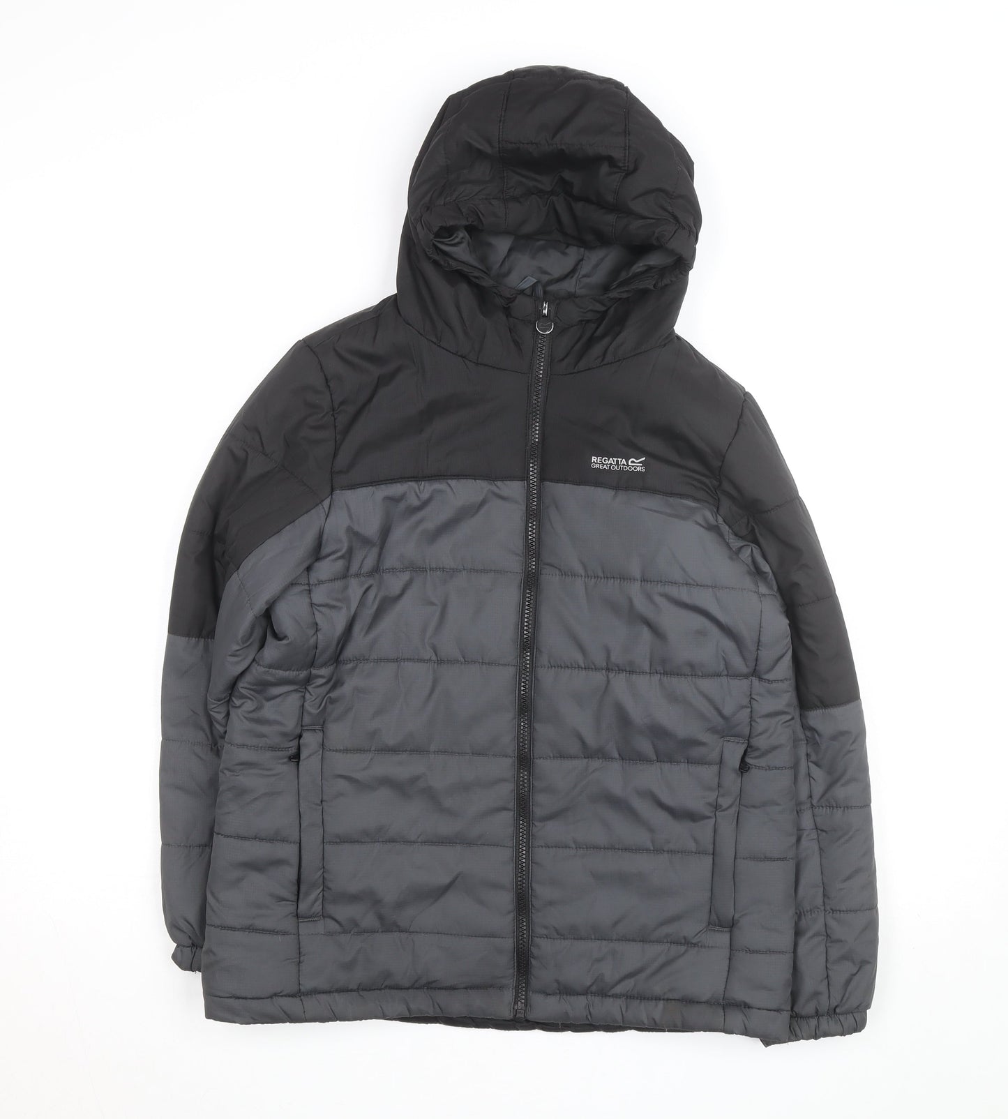 Regatta Men Grey Hooded Puffer Jacket L Winter Warm Outdoor