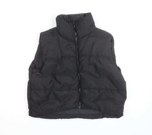 Rebellious Womens Black Puffer Waistcoat UK 8 Sleeveless Full Zip