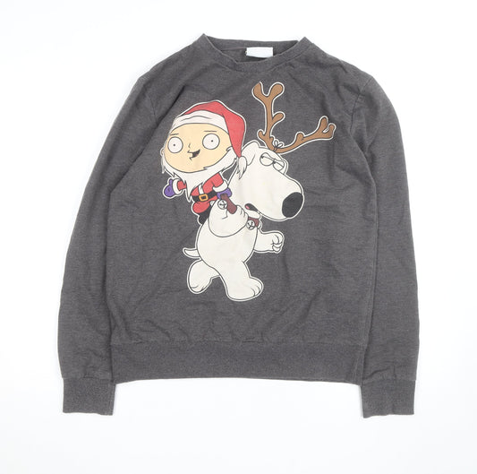 Preloved Family Guy Men's Grey Christmas Graphic Sweatshirt Size L - Front
